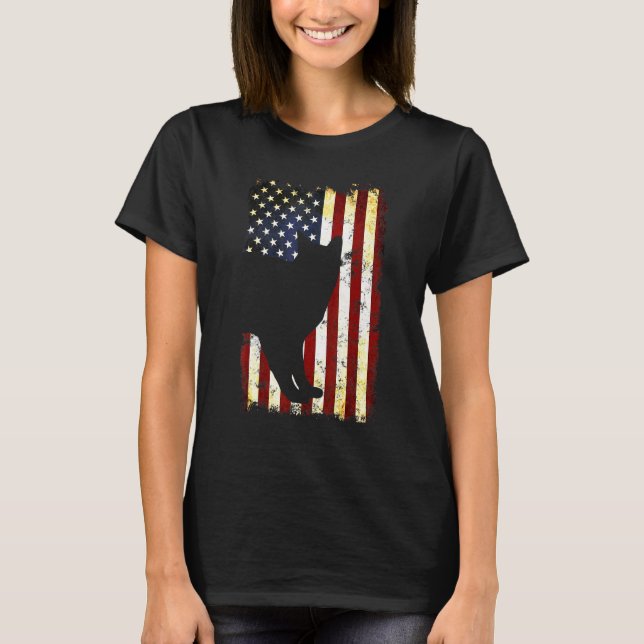 Camiseta Birman Cat Silhouette American Flag 4 De Julho (Frente)