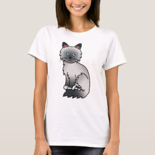 Camiseta Birman de Ponto Azul / Gato de Cartoon de Ragdoll