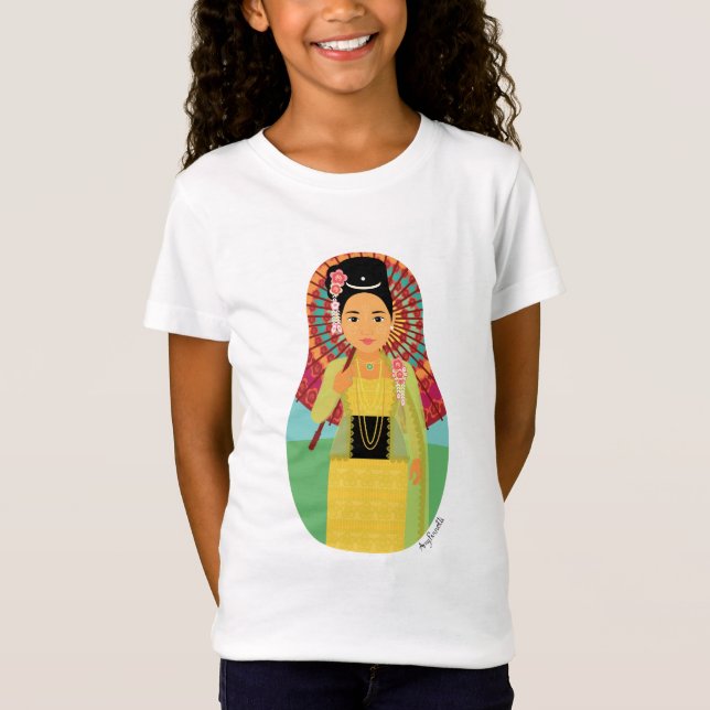 Camiseta birmanês, Myanmar Matryoshka Girls' (Frente)