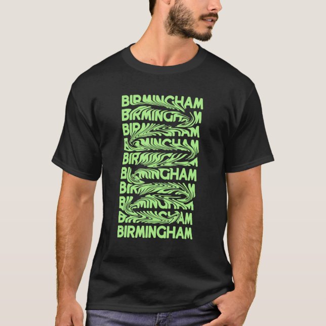 Camiseta Birmingham Alabama Vintage Psychedelic (Frente)