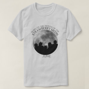 Camiseta Birth Moon T-shirt Design  Junho  Lua de Morango