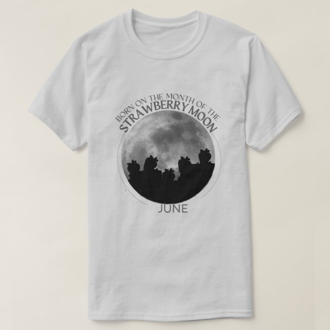 Camiseta Birth Moon T-shirt Design |Junho |Lua de Morango (Frente do Design)