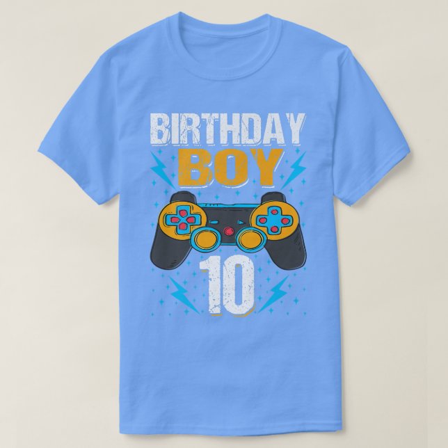 Camiseta Birthday Boy 10 Video Game Controller Gamer 10th B (Frente do Design)