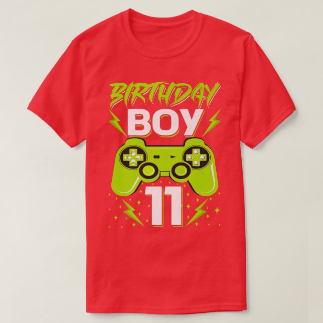 Camiseta Birthday Boy 11 Video Game Controller Gamer 11 B (Frente do Design)