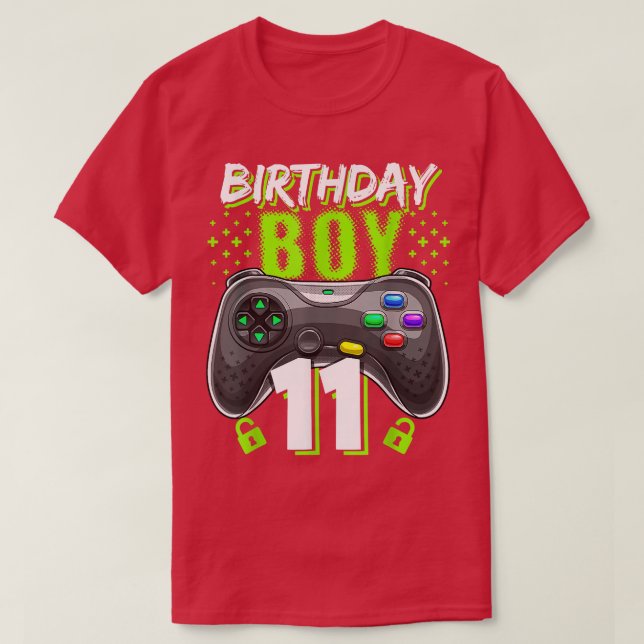 Camiseta Birthday Boy 11 Video Game Controller Gamer 11 B (Frente do Design)