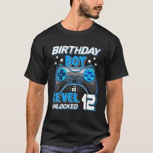 Camiseta Birthday Boy 12 Anos Antiga Controladora de Jogos