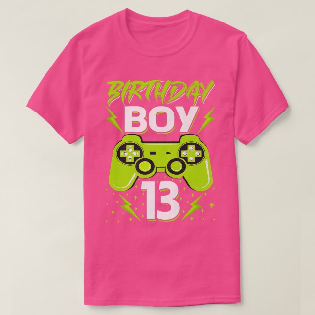Camiseta Birthday Boy 13 Video Game Controller Gamer 13 B (Frente do Design)