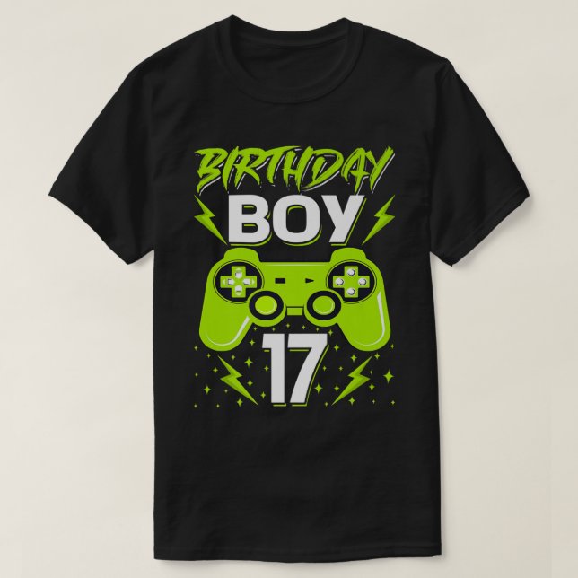 Camiseta Birthday Boy 17 Video Game Controller Gamer 17th B (Frente do Design)