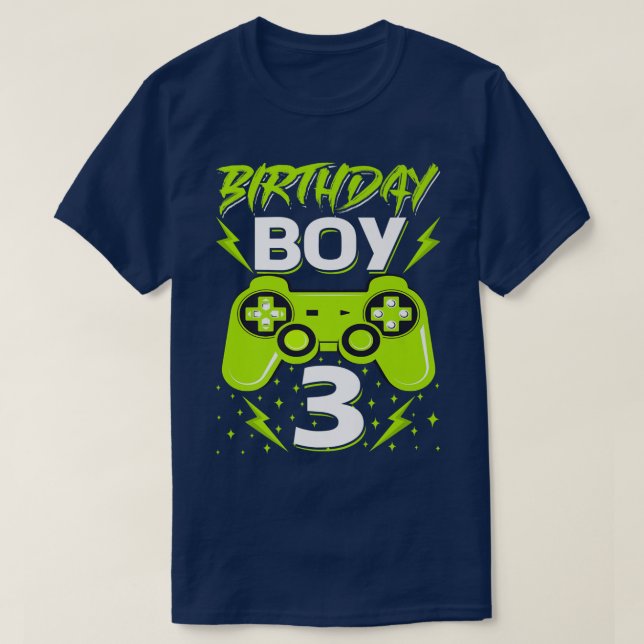 Camiseta Birthday Boy 3 Video Game Controller Gamer 3rd Bir (Frente do Design)