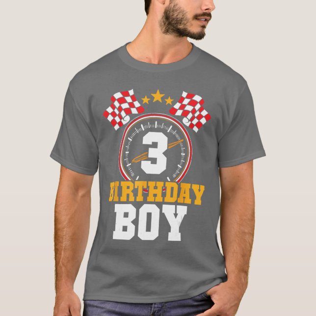 Camiseta Birthday Boy 3rd Race Party 3 Anos (Frente)