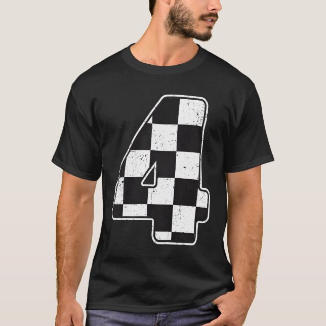 Camiseta Birthday Boy 4 Four Race Car 4th Birthday Racing f (Frente)