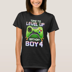 Camiseta Birthday Boy 4 Time to Level Up 4th Level Up Vide