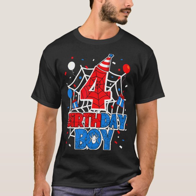 Camiseta Birthday Boy 4 Year Old Sders 4th Birthday Kids  (Frente)