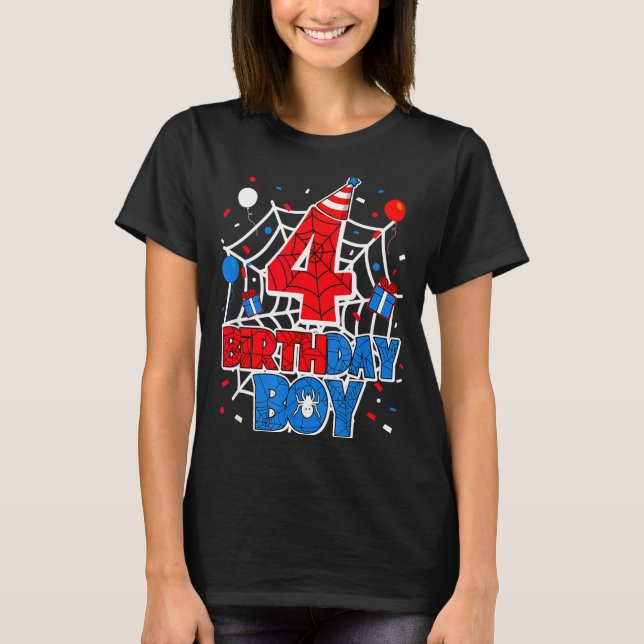 Camiseta Birthday Boy 4 Year Old Sders 4th Birthday Kids  (Frente)