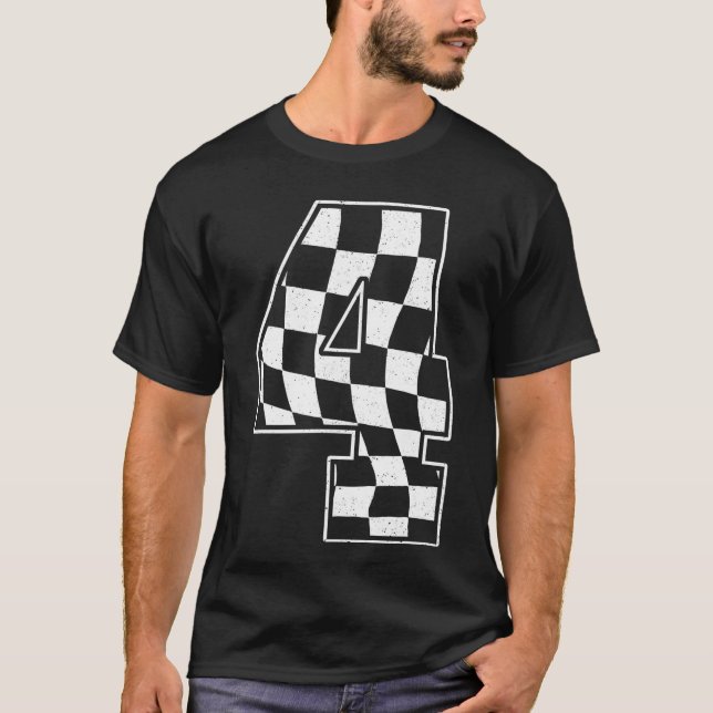 Camiseta Birthday Boy 4th Race Checkered Flag 4 (Frente)