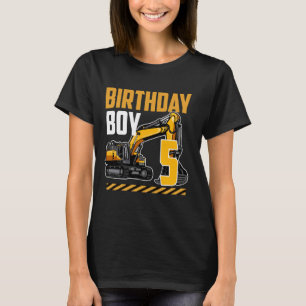 Camiseta Birthday Boy 5 Escavator Anos Velhos 5 Bday Festa