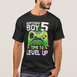 Camiseta Birthday Boy 5 Time To Level Up 5 Nível Up Vide