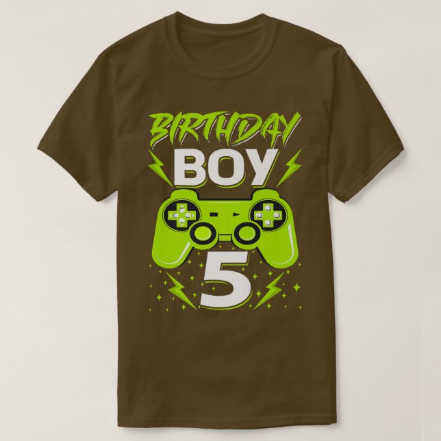 Camiseta Birthday Boy 5 Video Game Controller Gamer 5 Bir (Frente do Design)