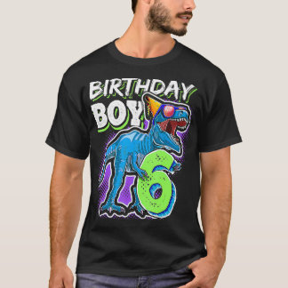 Camiseta Birthday Boy 6 6 Aniversário T Re Dinossaur Party 