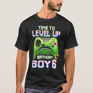 Camiseta Birthday Boy 6 Time To Level Up 6 Nível Up Vide