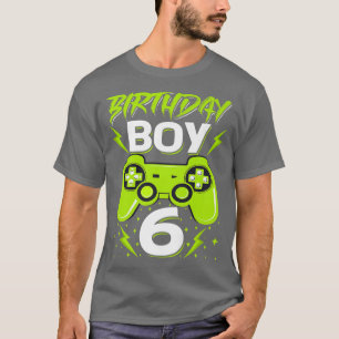 Camiseta Birthday Boy 6 Video Game Controller Gamer 6 Bir
