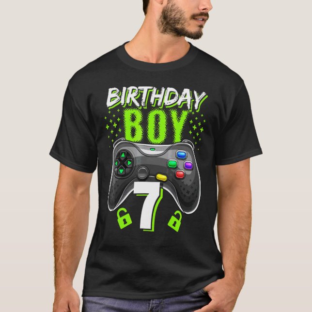 Camiseta Birthday Boy 7 Video Game Controller Gamer 7 Bir (Frente)