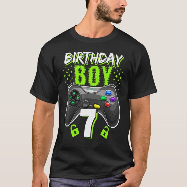 Camiseta Birthday Boy 7 Video Game Controller Gamer 7th Bir (Frente)