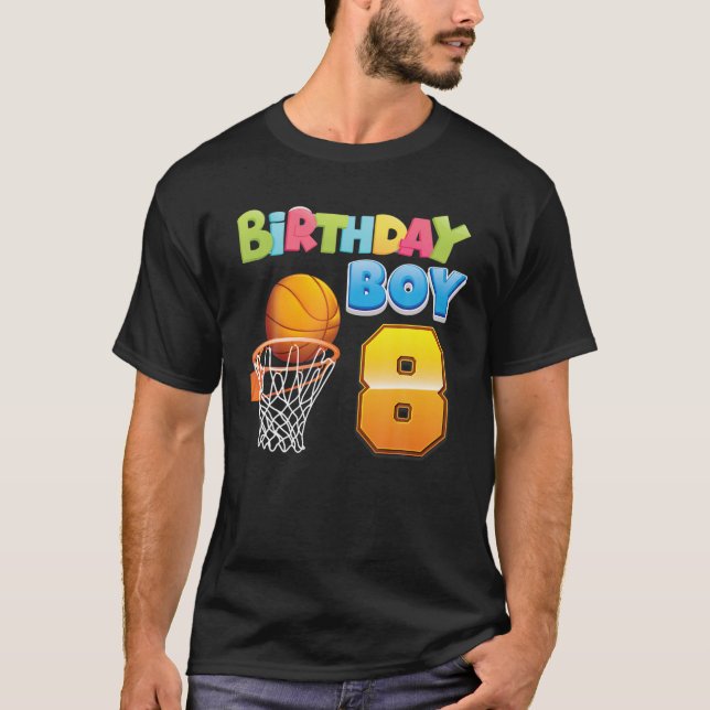 Camiseta Birthday Boy 8 Anos De Idade 8º Aniversário Basque (Frente)
