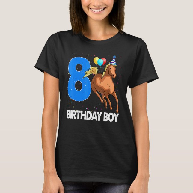 Camiseta Birthday Boy 8 Riding Rider Horse Love Party (Frente)