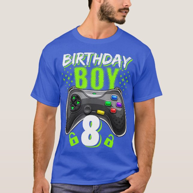 Camiseta Birthday Boy 8 Video Game Controller Gamer 8º (Frente)