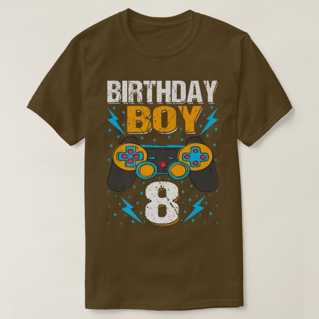 Camiseta Birthday Boy 8 Video Game Controller Gamer 8th Bir (Frente do Design)