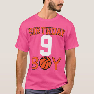 Camiseta Birthday Boy 9 Diversão De Basquete 9º Nove Anos K