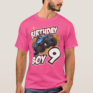 Camiseta Birthday Boy 9 Monster Truck Jumping 9th