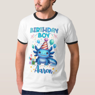 Camiseta Birthday Boy Axolotl Vibes Festa de Festa Cuta Des