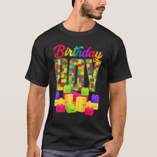 Camiseta Birthday Boy Building Block Builders B Day Boys Ki (Frente)