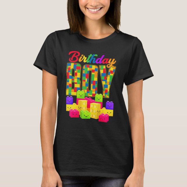 Camiseta Birthday Boy Building Block Builders B Day Boys Ki (Frente)