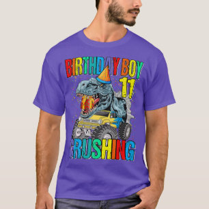 Camiseta Birthday Boy Crushing 11 Monster Truck Dinosaur