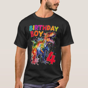 Camiseta Birthday Boy Dinossaur Rex 4º aniversário 4 anos