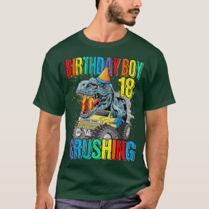Camiseta Birthday Boy esmagando 18 Monstros Dinossauro de C