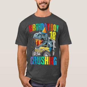 Camiseta Birthday Boy esmagando 18 Monstros Dinossauro de C