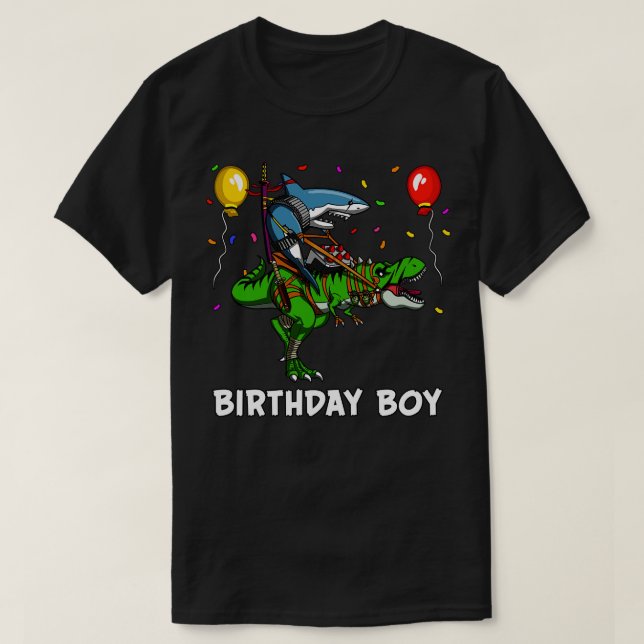 Camiseta Birthday Boy Ninja Andando Dinossauro (Frente do Design)