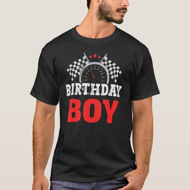Camiseta Birthday Boy Race Car Racing Car Driver Aniversári (Frente)