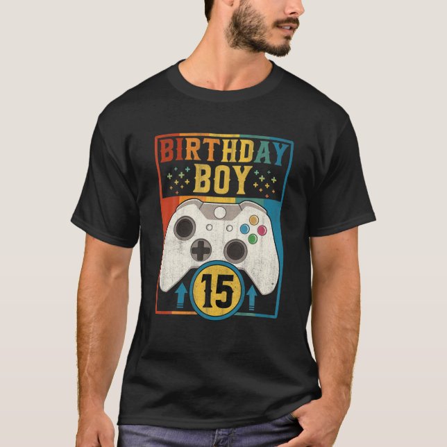 Camiseta Birthday Boy Retro Video Game Controller Gamer 15T (Frente)