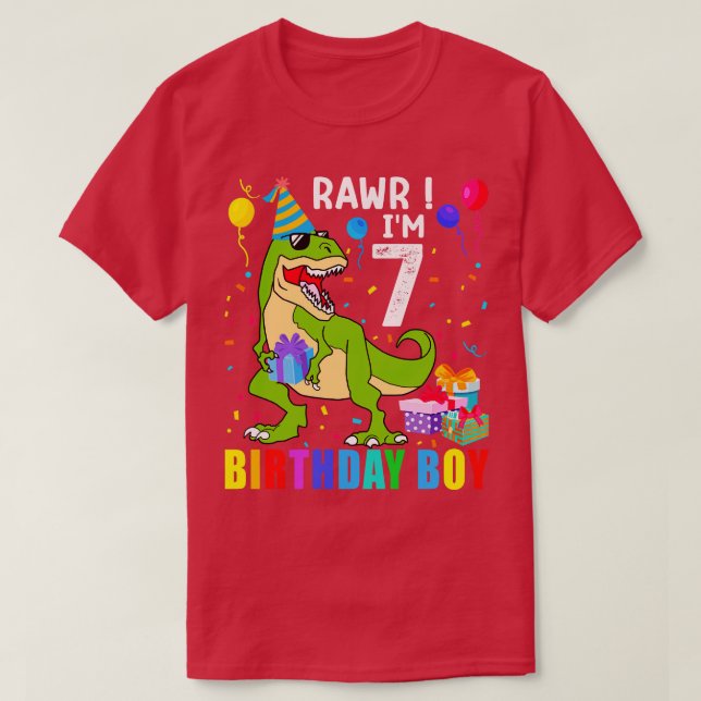 Camiseta Birthday Boy T Rex Dinossauro 2 (Frente do Design)