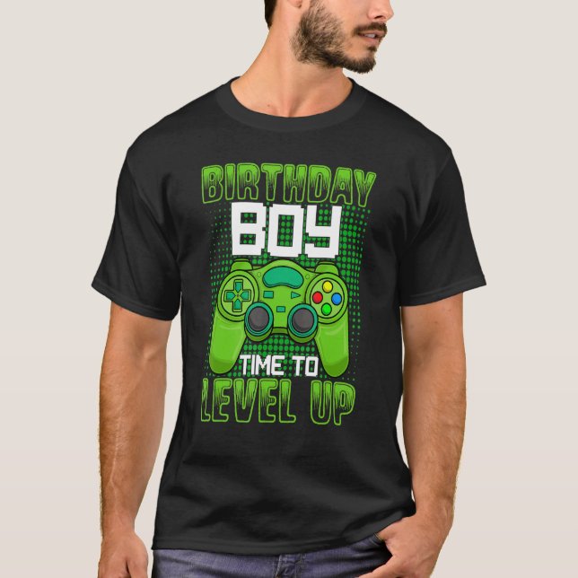 Camiseta Birthday Boy Time To Level Up Controller Video Gam (Frente)