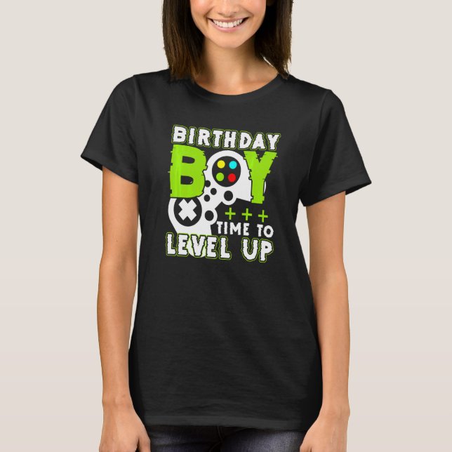 Camiseta Birthday Boy Time To Level Up Controller Video Gam (Frente)