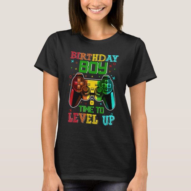 Camiseta Birthday Boy Time To Level Up Controller Video Gam (Frente)