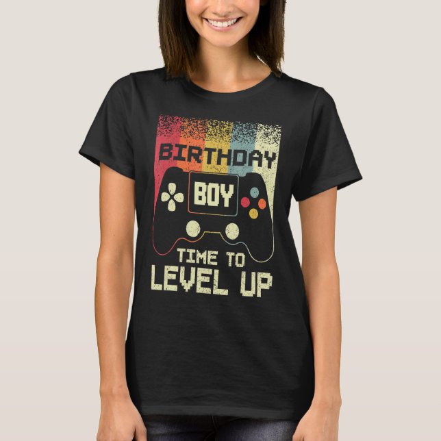 Camiseta Birthday Boy Time to Level Up (Hora do Aniversário (Frente)
