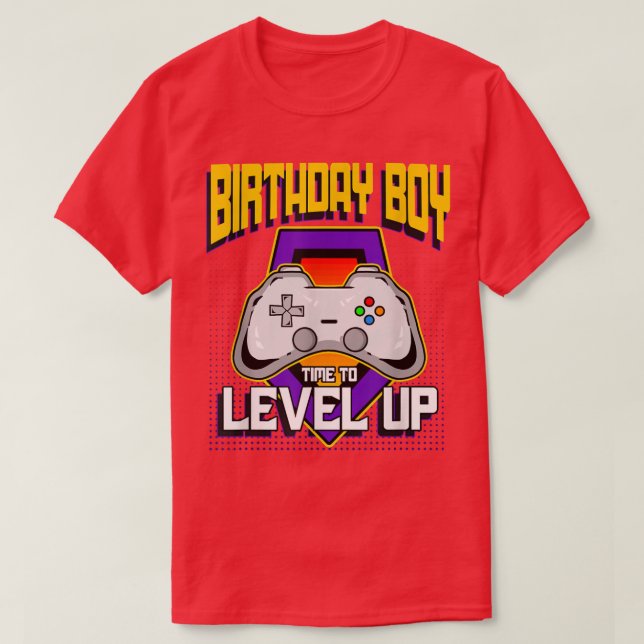 Camiseta Birthday Boy Time to Level Up Retro Video Game Ann (Frente do Design)