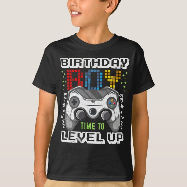 Camiseta Birthday Boy Time to Level Up Video Game (Frente)